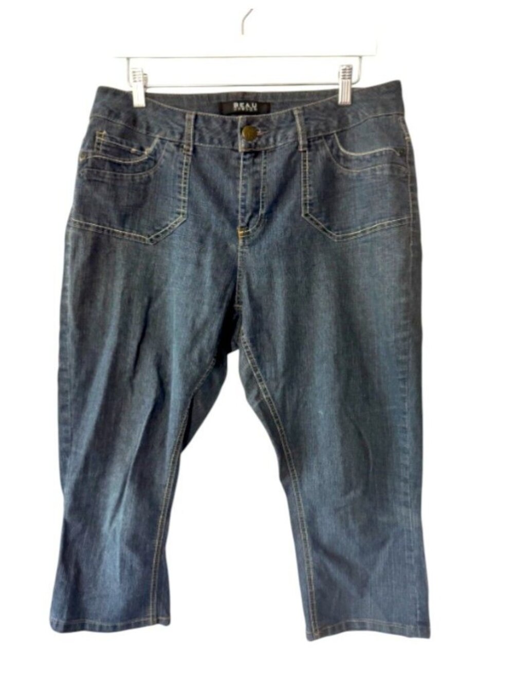 Beau Dawson Womens Capri Jeans Size 14W, Plus Size Dark Wash Denim Capris